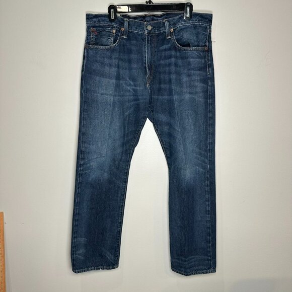 Polo Ralph Lauren Blue Denim Jeans Size 35x30 Medium Dark Wash Straight Classic - Picture 1 of 9